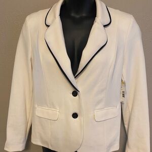 Women's White Blazer with Black Trim